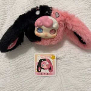 Domi Pinpin World Plush Bunny Coin Purse Secret with Pink and Black Ears
